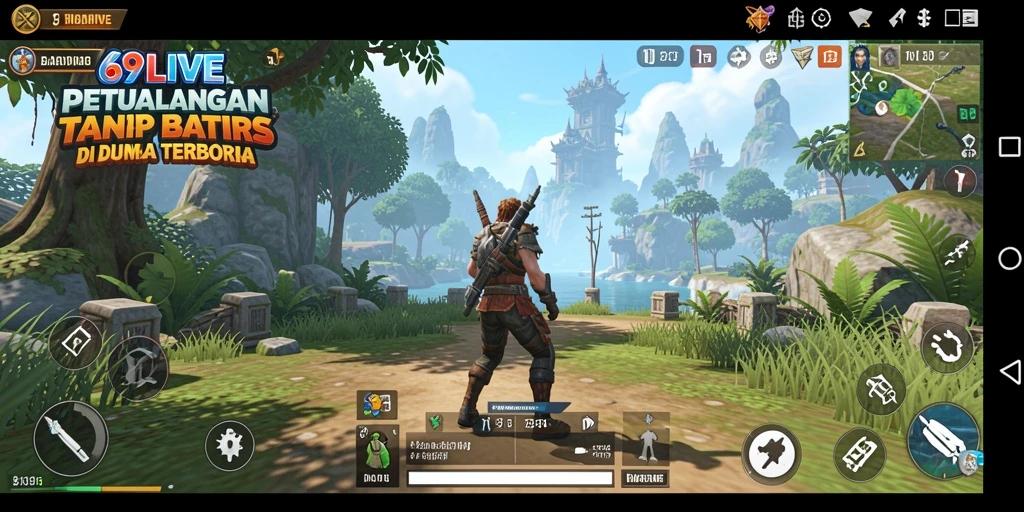 Tampilan gameplay 69LIVE dalam dunia terbuka yang menakjubkan.