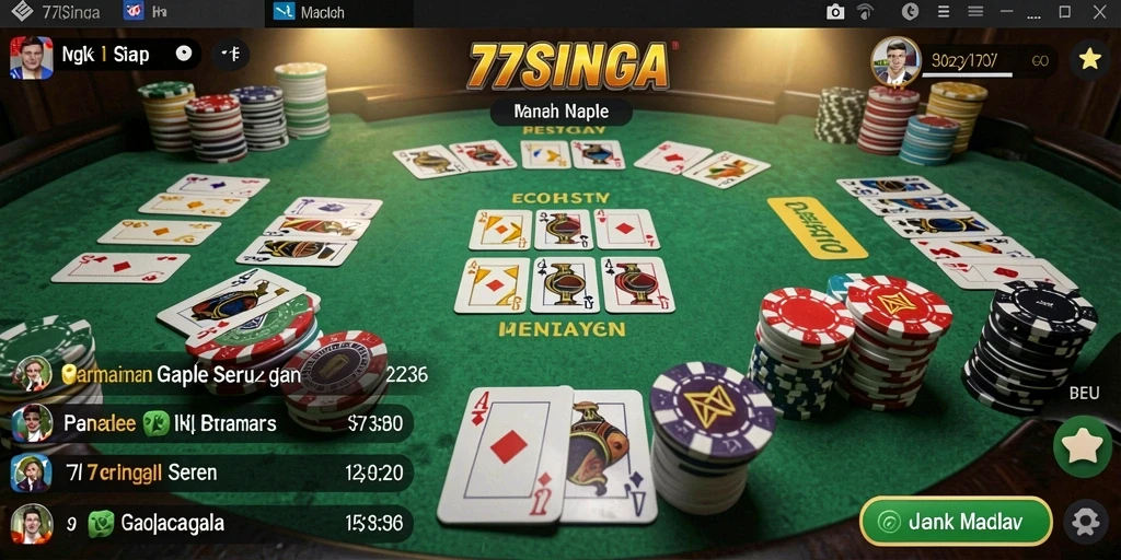 Screenshot gameplay menampilkan keseruan bermain Gaple di 77SINGA.