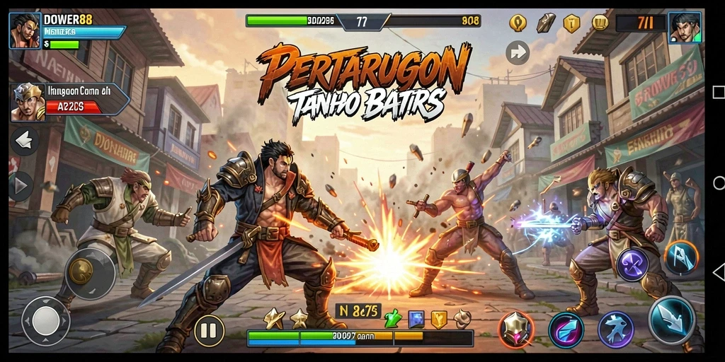 Screenshot DOWER88 menampilkan pertarungan seru antara dua karakter.