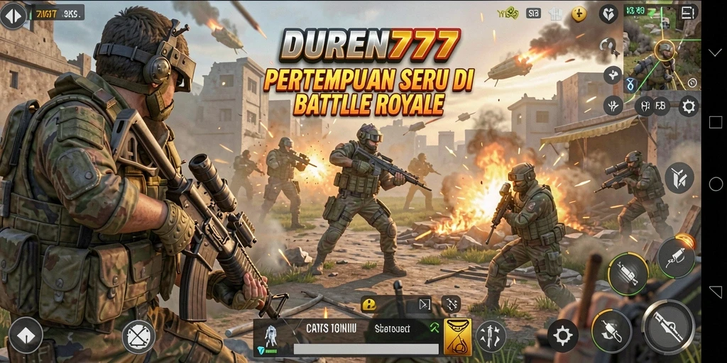 Tangkapan layar DUREN777 dengan gameplay Battle Royale yang intens.