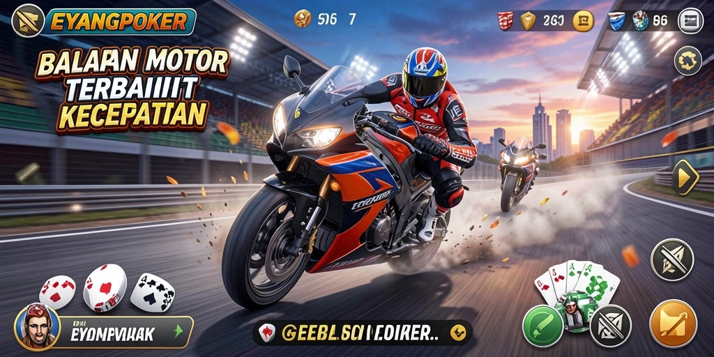 Screenshot menampilkan balapan mendebarkan di EYANGPOKER.