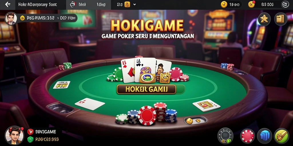 Tampilan gameplay HOKIGAME dengan aksi Poker yang mendebarkan.
