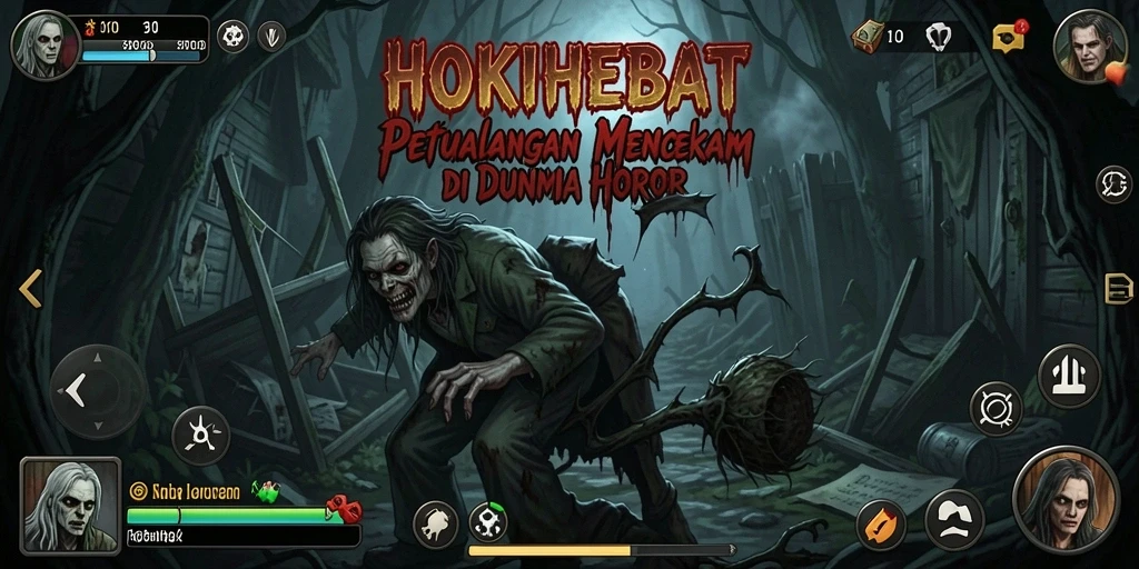 Screenshot HOKIHEBAT menampilkan gameplay yang penuh ketegangan dan kengerian.