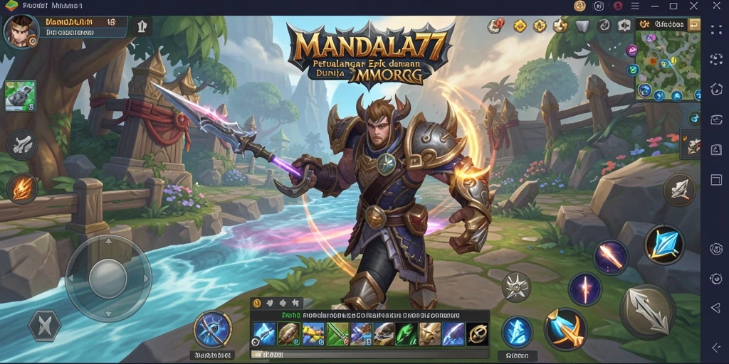 Tangkapan layar MANDALA77 menampilkan pertempuran epik di dunia MMORPG.