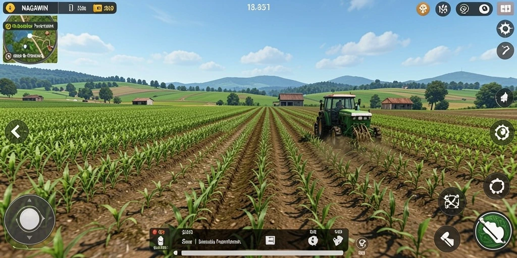 Gameplay NAGAWIN yang menyenangkan dengan aktivitas bertani.