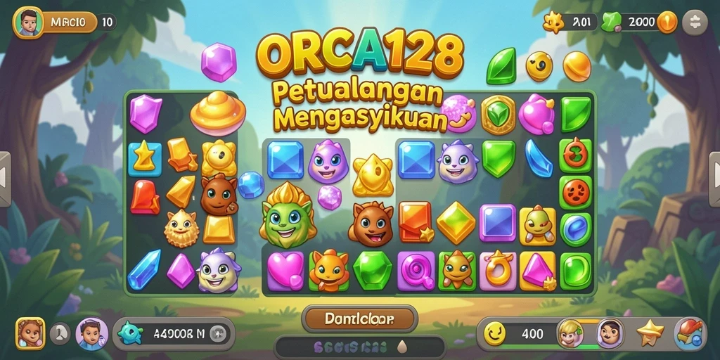 Tangkapan layar ORCA128 menunjukkan gameplay Match-3 yang seru.