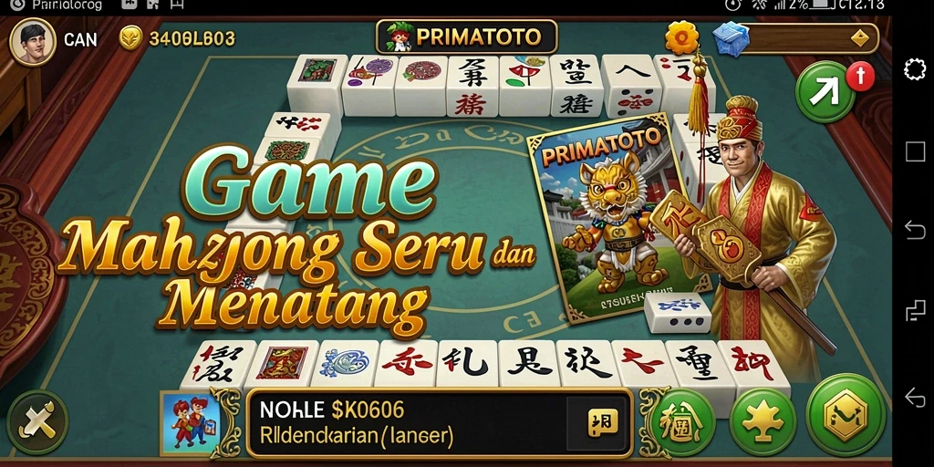 Tampilan gameplay seru PRIMATOTO menunjukkan aksi permainan Mahjong yang mendebarkan.