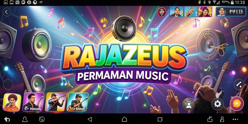 Screenshot RAJAZEUS yang menunjukkan pengalaman bermain musik yang interaktif.