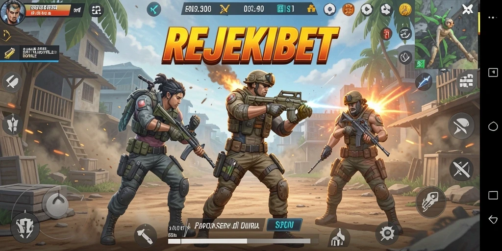 Tangkapan layar permainan REJEKIBET dengan aksi Battle Royale seru.