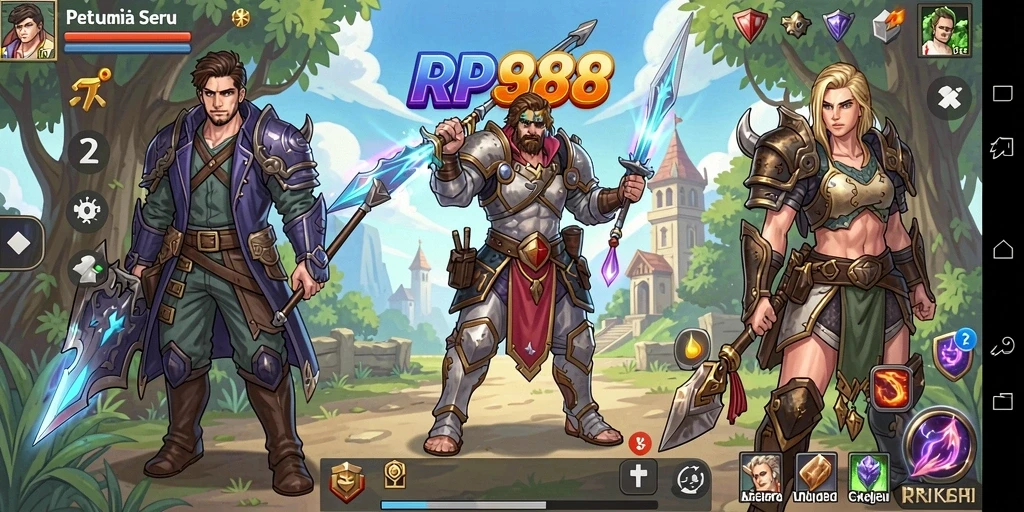 Tampilan antarmuka gameplay RPG yang menarik dan interaktif.