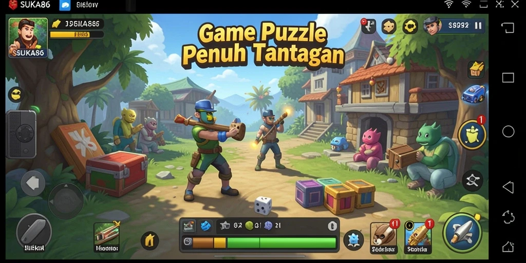 Tangkapan layar gameplay dari permainan puzzle SUKA86 yang menantang.