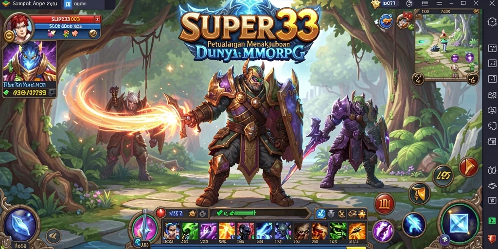 Tampilan gameplay SUPER33 yang mengesankan dengan petualangan MMORPG.
