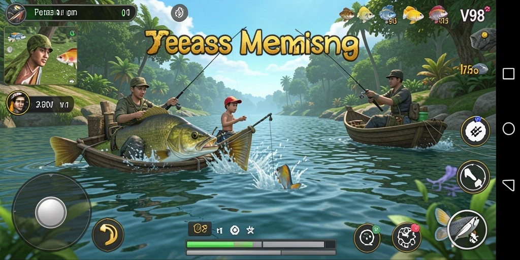 Gameplay menarik memancing dengan berbagai lokasi dan ikan yang beragam.