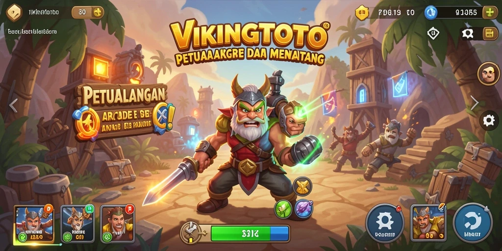 Tangkapan layar VIKINGTOTO menampilkan aksi seru dalam gameplay Arcade.